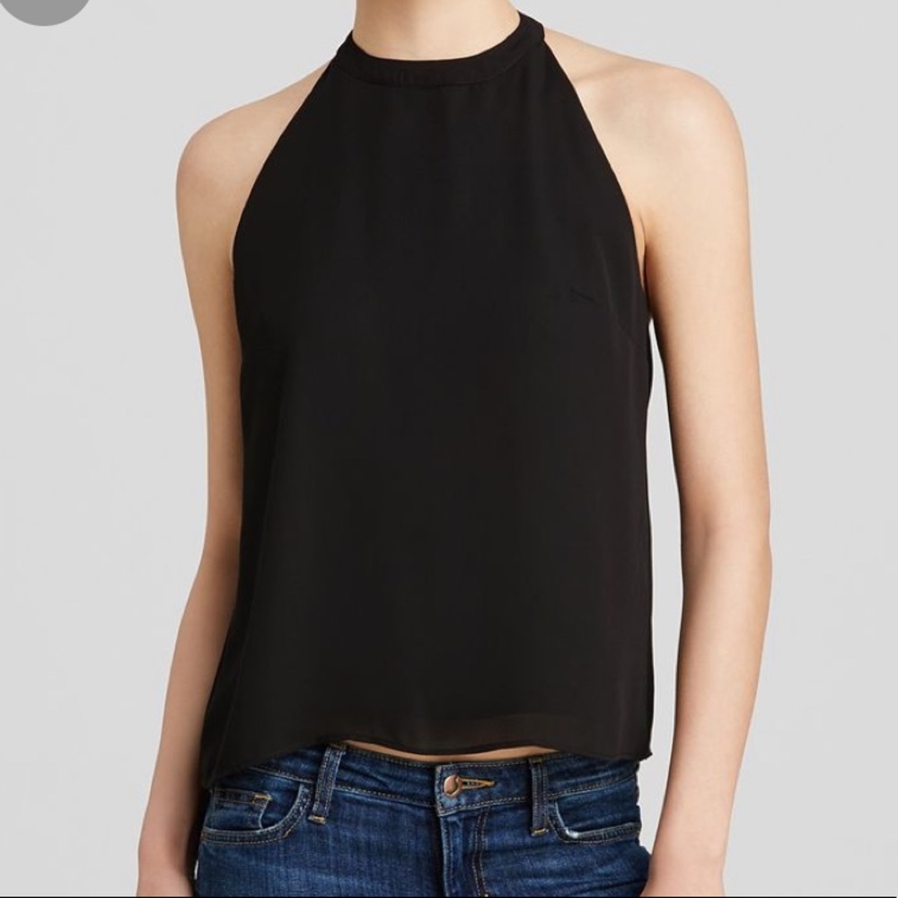 Bloomingdales Aqua Crepe Halter Neck Backless Top